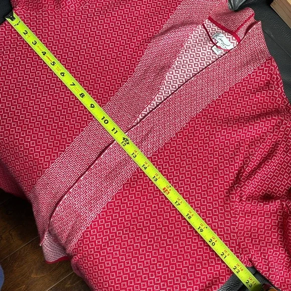 Kim Rogers Women’s Cardigan Red White Print All Cotton - Picture 9 of 10